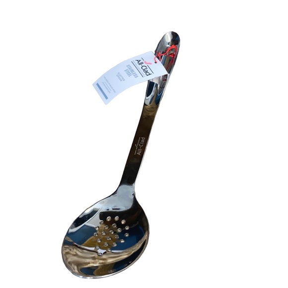 All-Clad Stainless Steel 13 Inch Slotted Spoon & 9.5 inch Serving Tongs - Picture 2 of 6